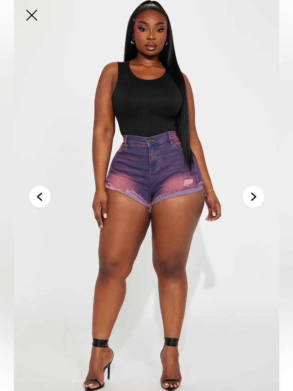 Fashion Nova Fuchsia Pink & Purple She Slays Stretch Denim Shorts Size 14